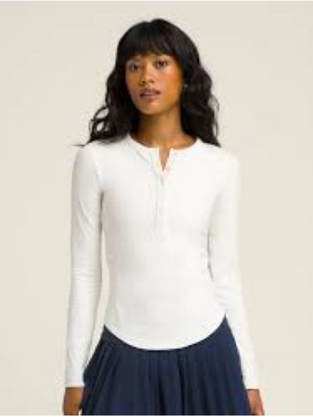 Wilson  LINDEN HENLEY SANDRIFT XS Cream Long-Sleeve Henley with Subtle Logo
